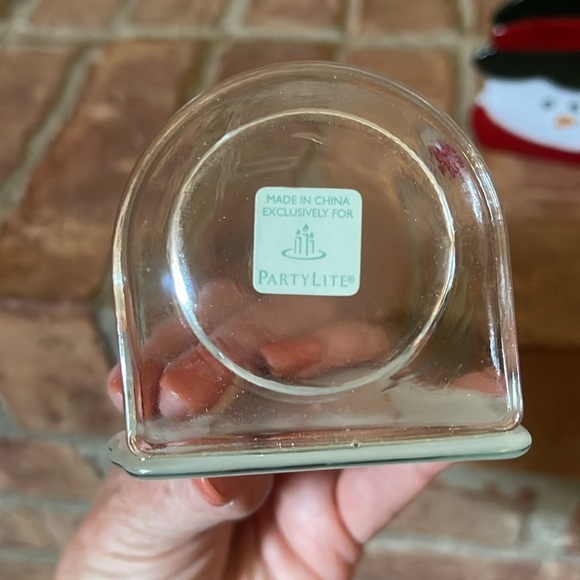 NIB PartyLite Santa & Snowman Glass Tealight Pair P9466 - Picture 4 of 8